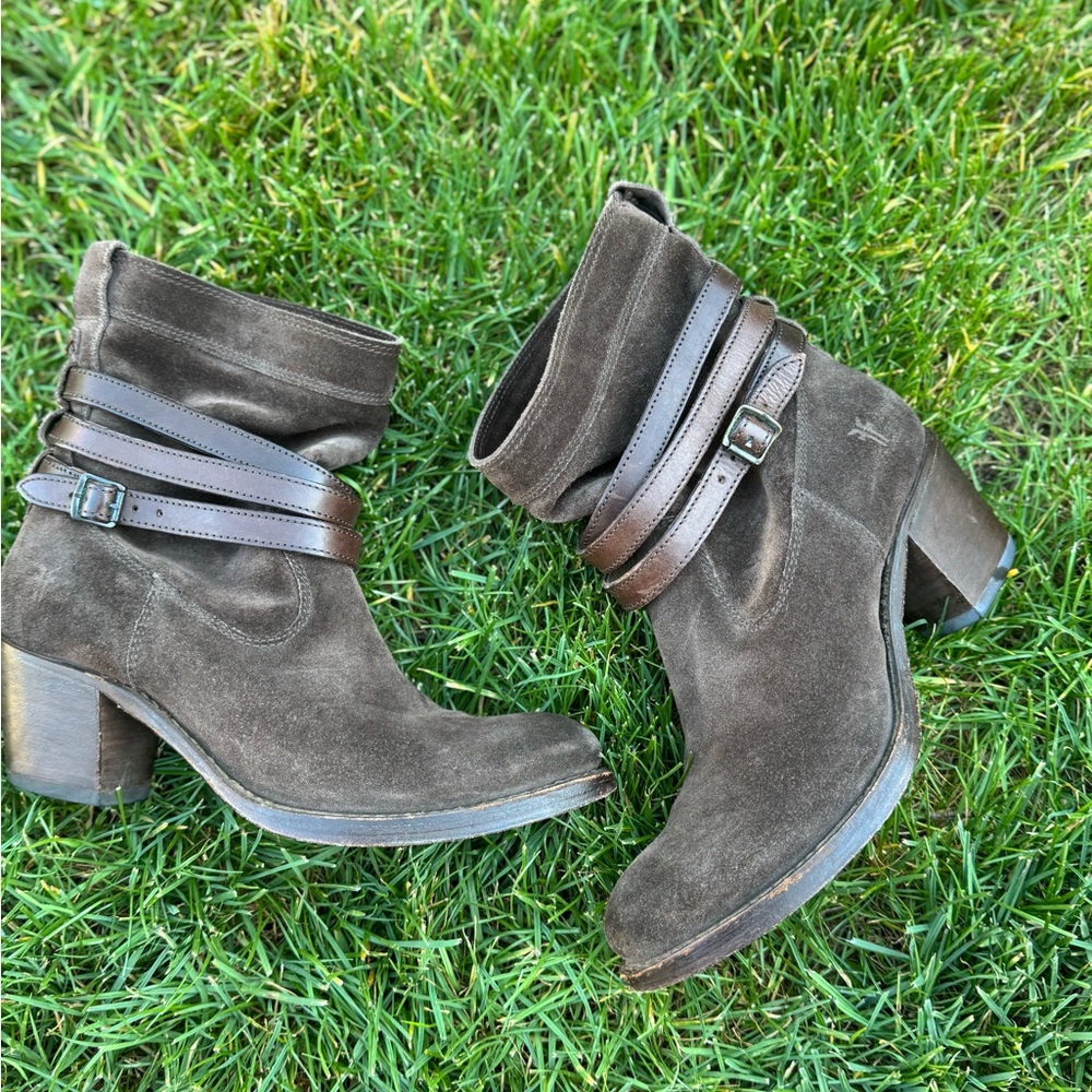 Suede Ankle Booties in Brown - Picture 3 of 16